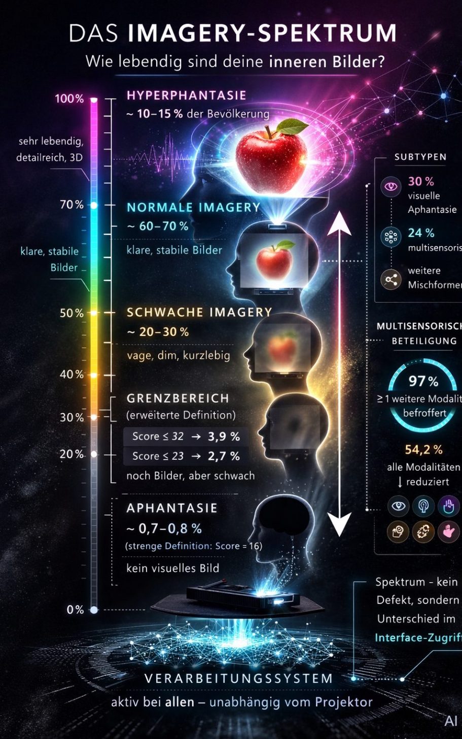 APhantasie Darstellung von Aphantasiestufen zur Orientierung.