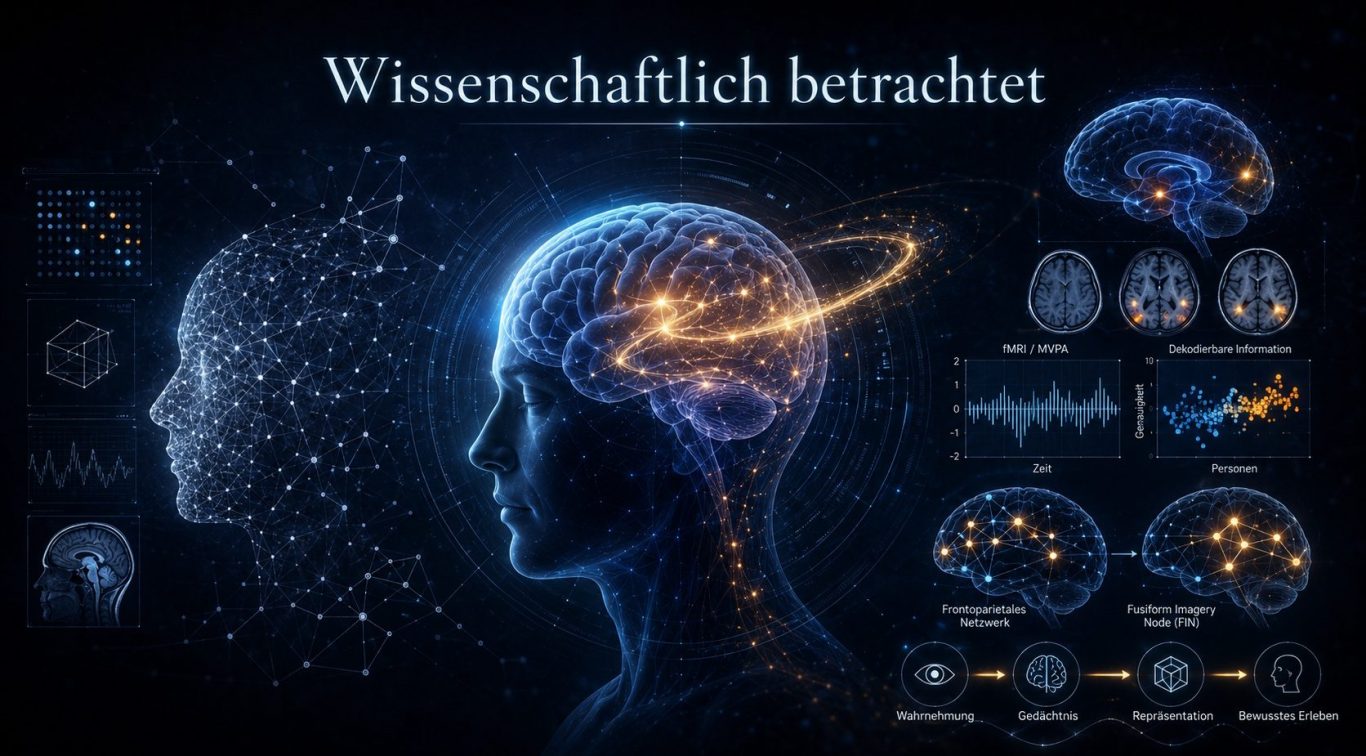 Visualisierung eines menschlichen Gehirns mit Datenanalysen und neuronalen Verbindungen.