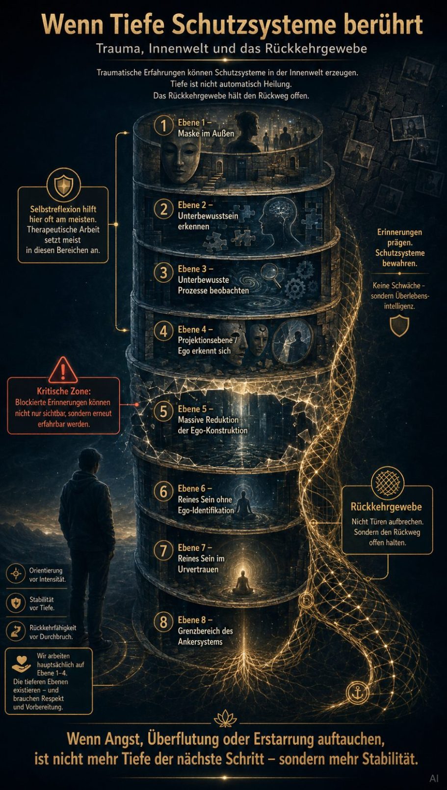 Ebenen Innenwelt Diagramm zu Schutzsystemen mit verschiedenen Ebenen und deren Erklärungen.