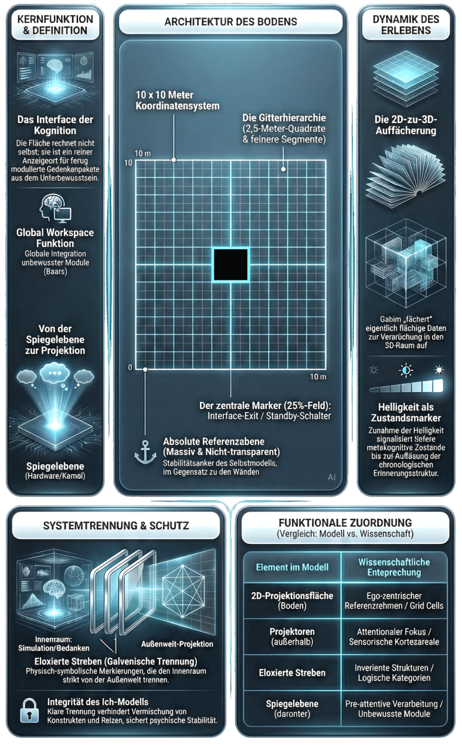 Drei Ebenen des Erlebens Diagramm zur Innenwelt des Menschen mit Erklärungen zu deren Anwendungen.
