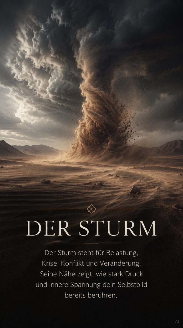 Der Sturm Ein Sandsturm erhebt sich unter dramatischen Wolken über einer Wüstenlandschaft.