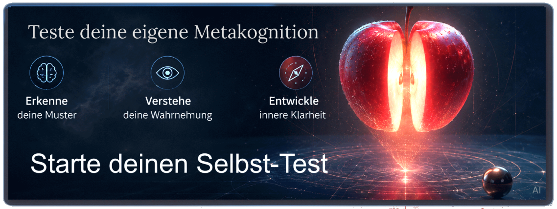 Banner für den Apfelraumtest. Metakognition Test