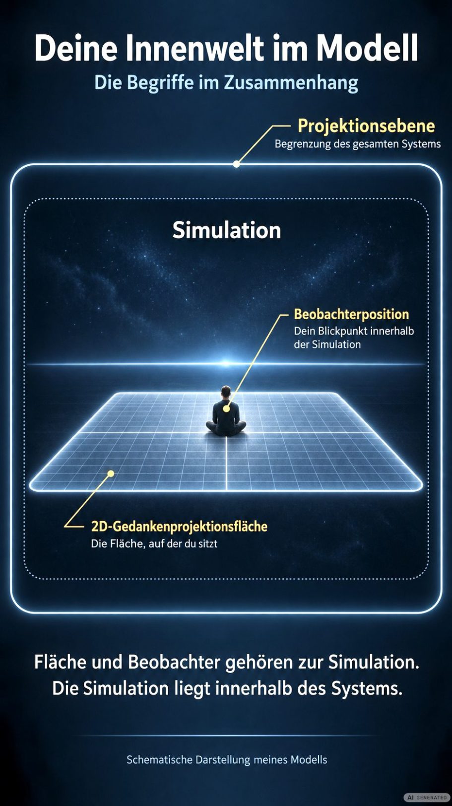Innenwelt Modell Darstellung des Innenweltmodells mit Projektionsebene, Simulation und Gedankenprojektionsfläche