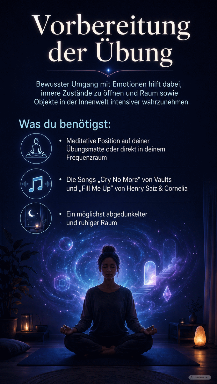 Übung Vorbereitung Beschreibung wie die Übung zum erschaffen von Raum vorbereitet wird