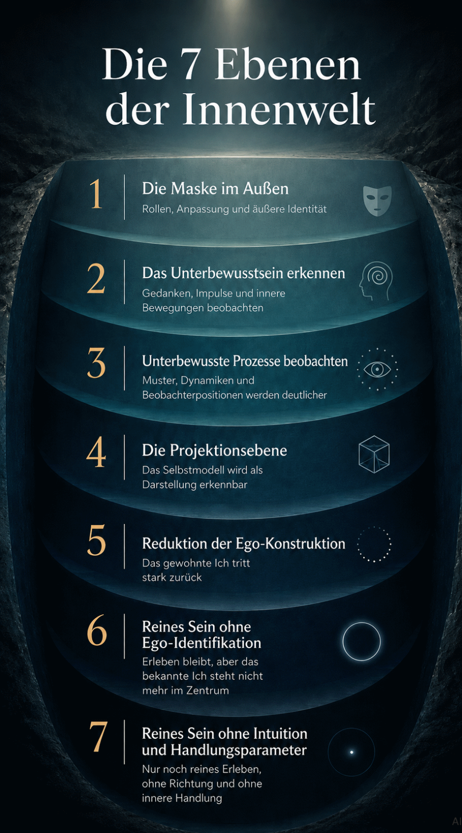 Innenwelt Die 7 Ebenen der Innenwelt mit Erklärungen und Symbolen für jede Ebene.
